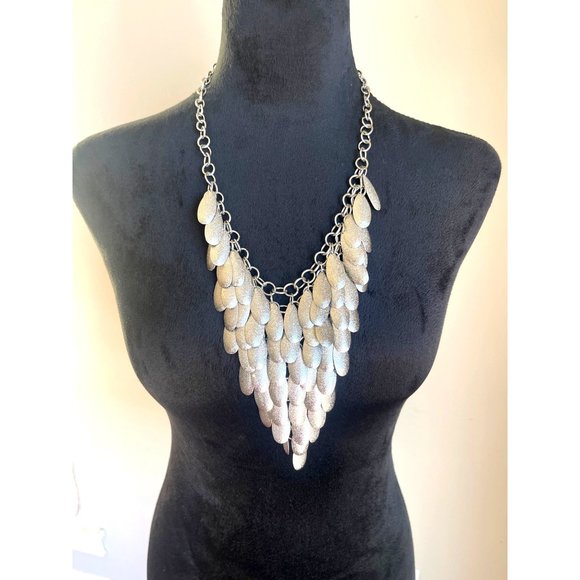 Women's Silver Triangular Tiered Layered Adjustable Length Necklace - Picture 1 of 3